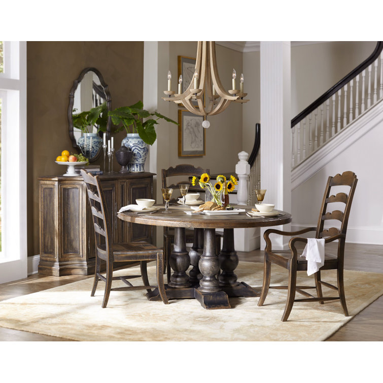 Saddle Brown Traditional Ladderback Arm Chair with Slat Wood Design