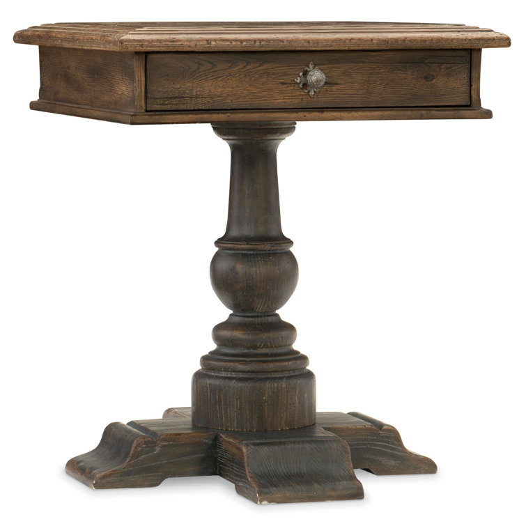 Traditional Brown Wood 1-Drawer Pedestal Nightstand
