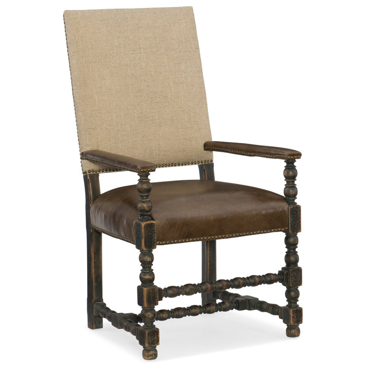 Hill Country Beige and Brown Leather Armchair