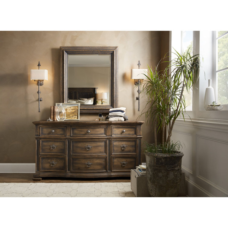 Traditional Brown and Black 9-Drawer Dresser with Felt Lining