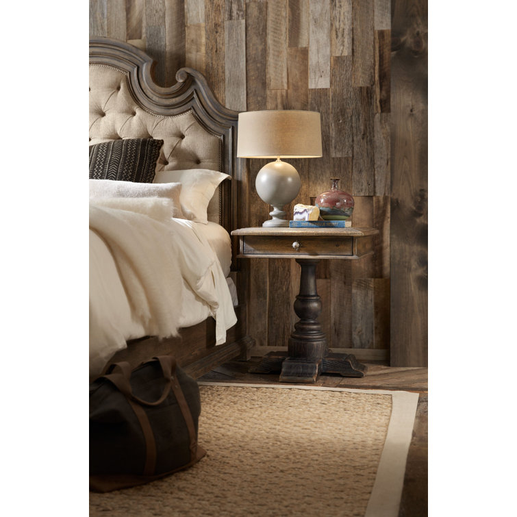 Traditional Brown Wood 1-Drawer Pedestal Nightstand
