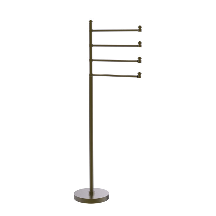 Antique Brass Freestanding Towel Stand with Pivoting Arms