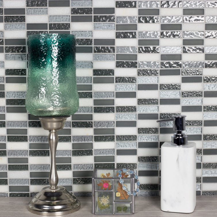 Quartz Gray Multi-Finish Glass and Stone Mosaic Tile