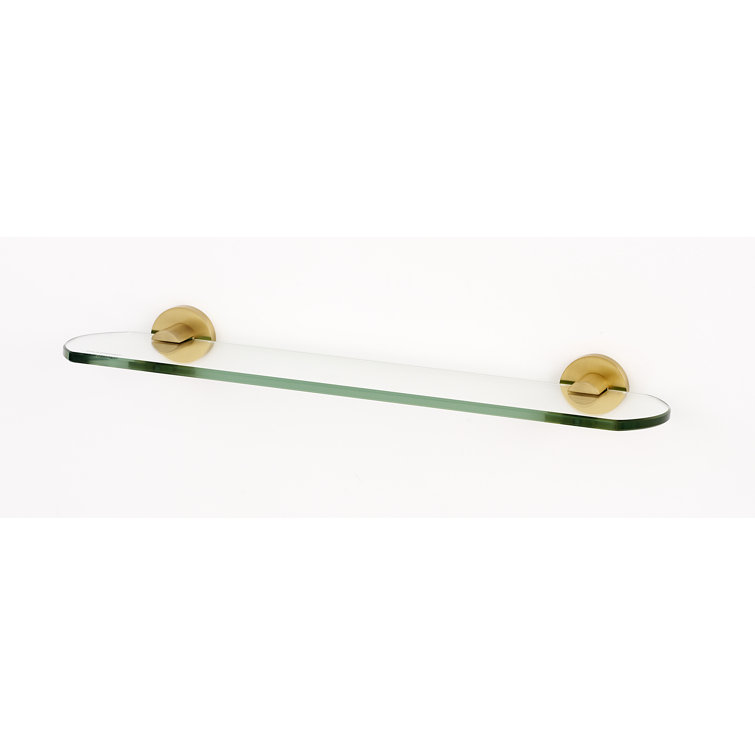 18" Satin Brass and Glass Wall Shelf