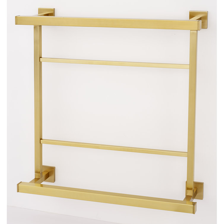 Satin Brass Wall Mounted Towel Rack with Multiple Bars
