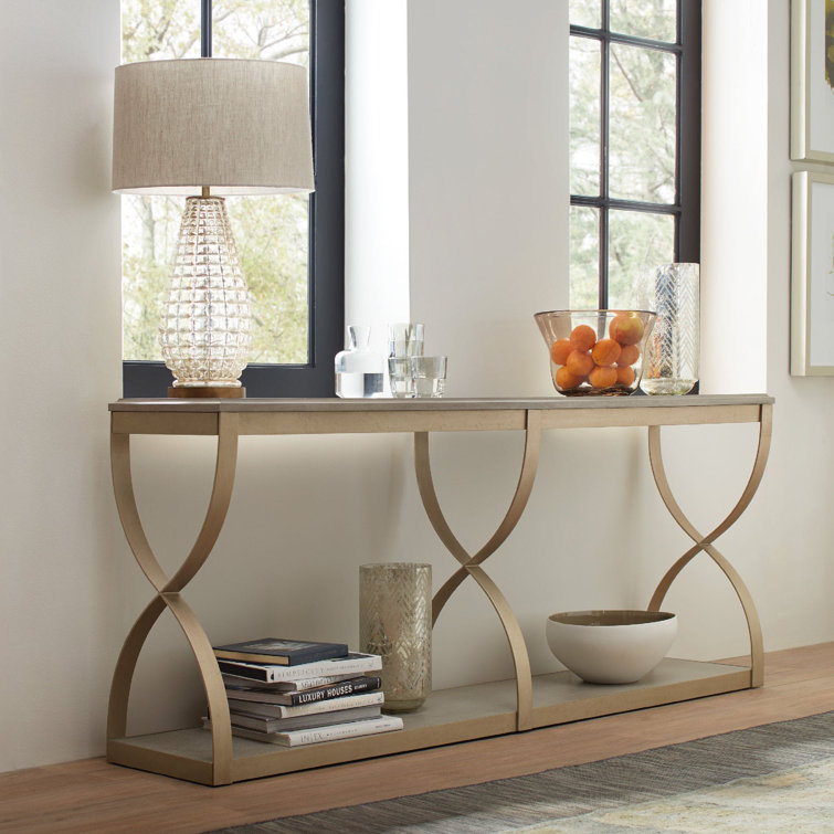 Elixir 77'' Gray Wood and Metal Console Table with Storage