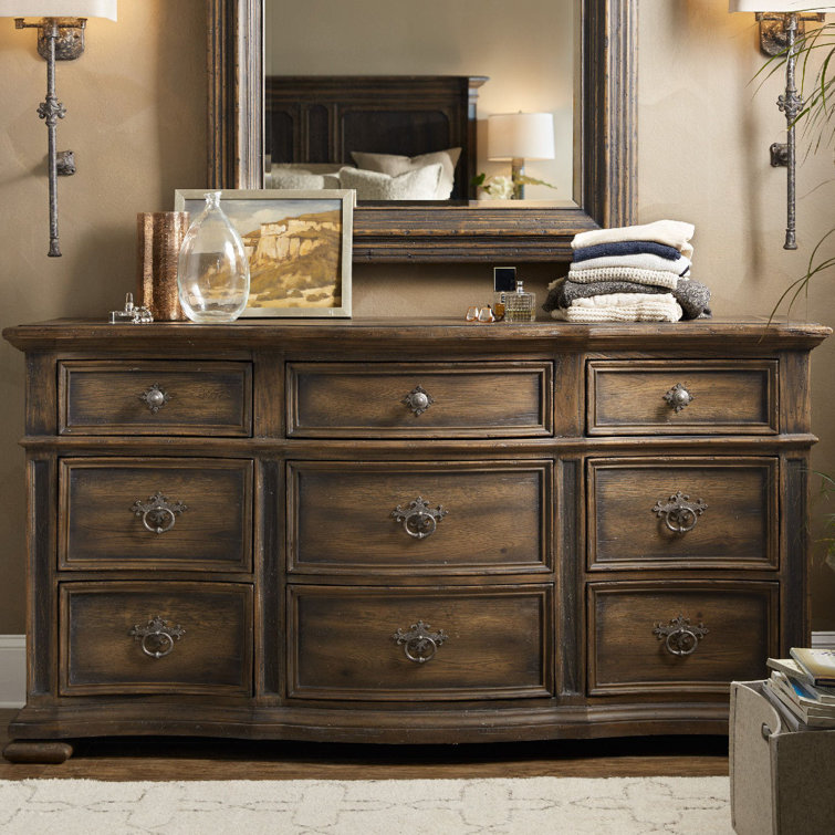 Traditional Brown and Black 9-Drawer Dresser with Felt Lining