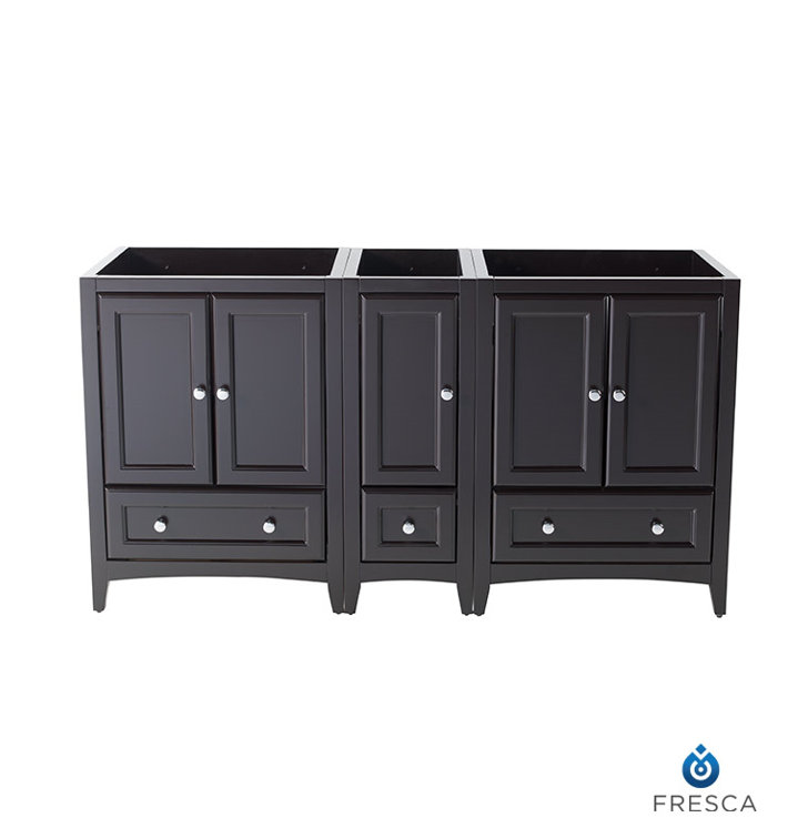 Espresso 60" Double Freestanding Engineered Wood Vanity Base