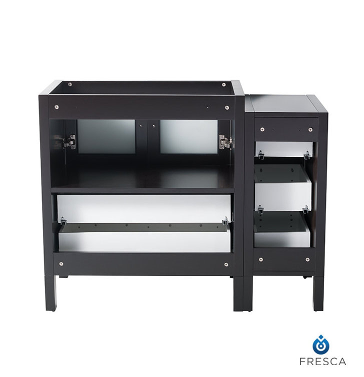 Espresso Engineered Wood 42" Freestanding Vanity Base with Frosted Glass Doors