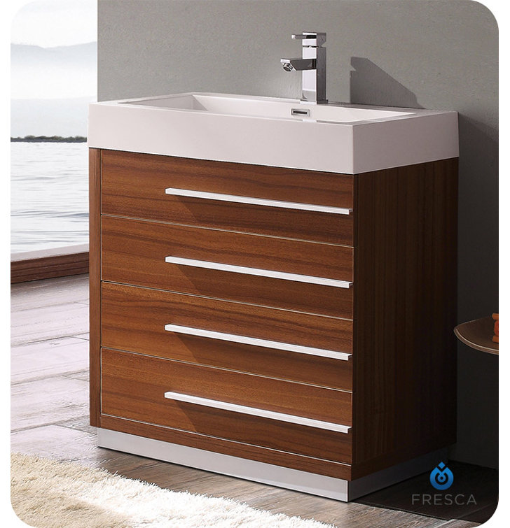Teak 30" Modern Engineered Wood Bathroom Vanity Base