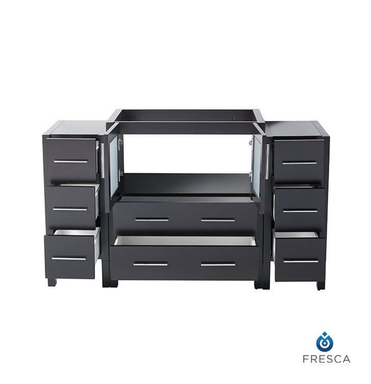 Espresso Engineered Wood 60" Freestanding Modern Vanity Base