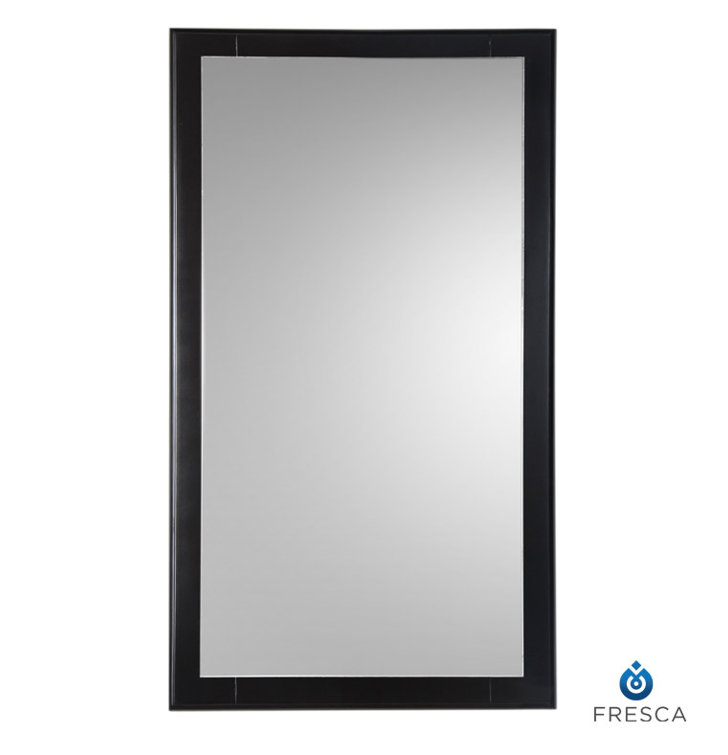 Elegant Espresso Wood Framed Rectangular Bathroom Vanity Mirror