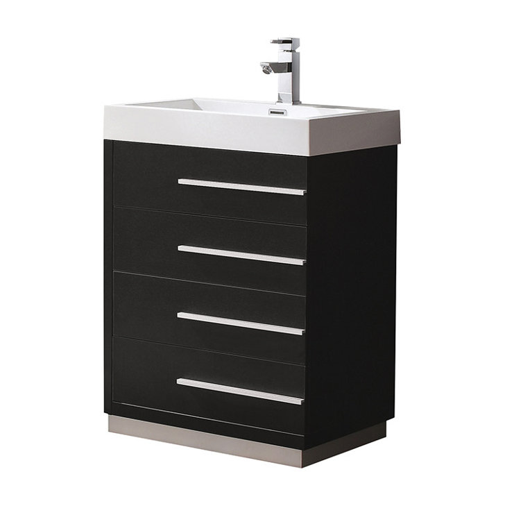 Black MDF Single Sink Bathroom Vanity with Acrylic Top