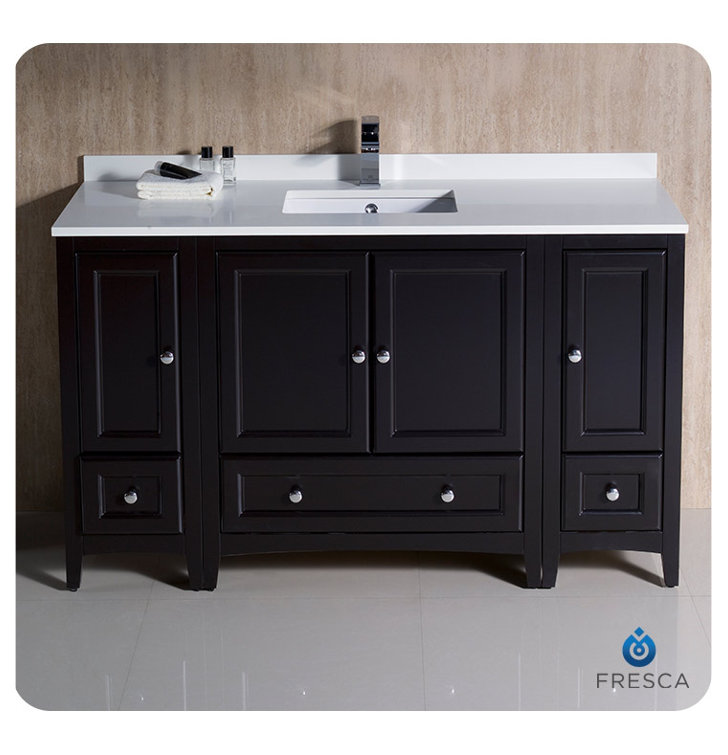 Espresso Oxford 54" Freestanding Bathroom Vanity with Quartz Top