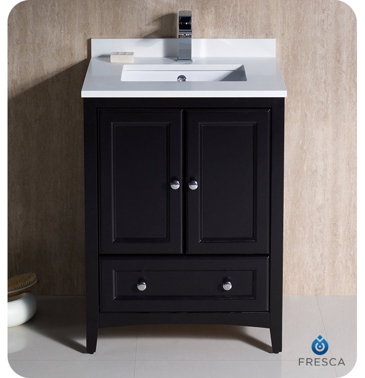 Espresso 24" Freestanding Single Sink Vanity with Quartz Top