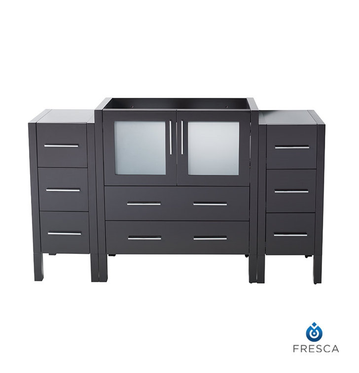 Espresso Engineered Wood 60" Freestanding Modern Vanity Base