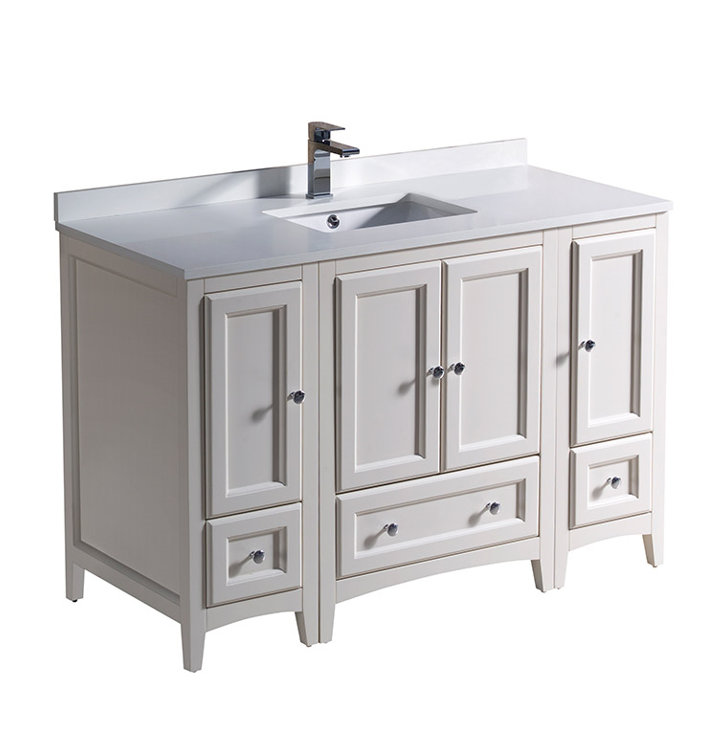 48" Antique White Quartz Stone Single Sink Vanity