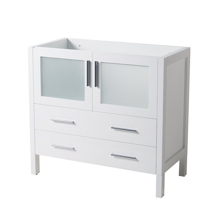 White Engineered Wood Freestanding Modern Bathroom Vanity Base
