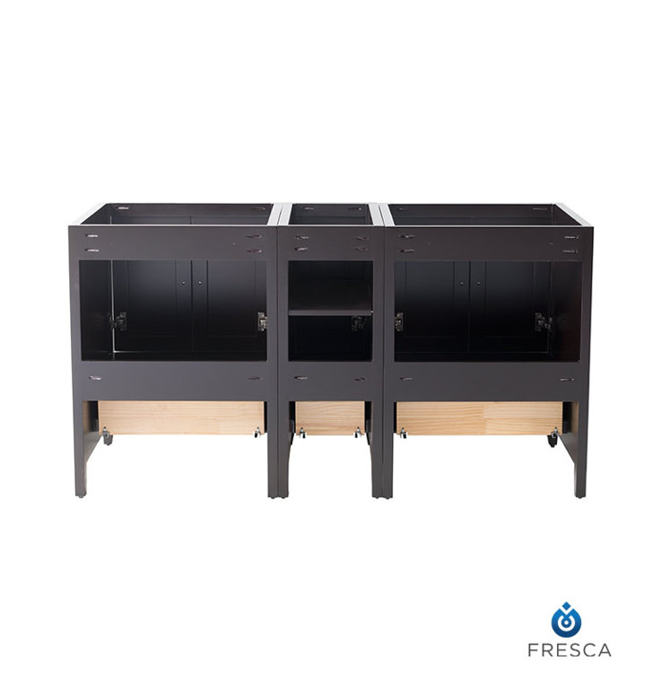 Espresso 60" Double Freestanding Engineered Wood Vanity Base