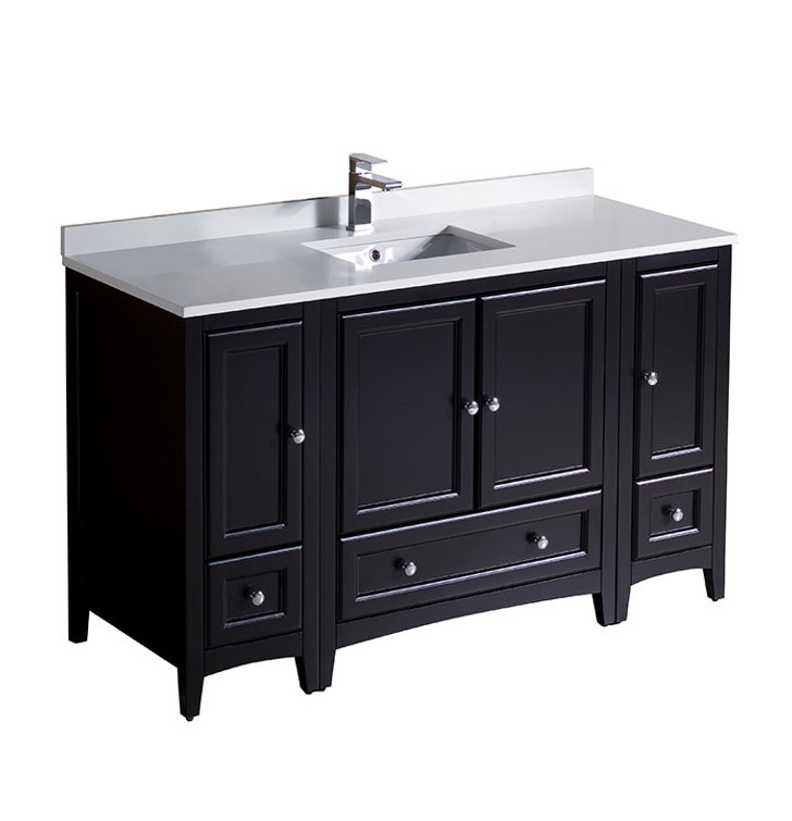 Espresso Oxford 54" Freestanding Bathroom Vanity with Quartz Top
