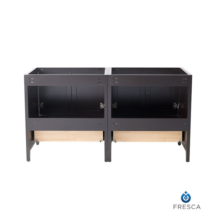 Espresso 59" Double Freestanding Engineered Wood Vanity Base