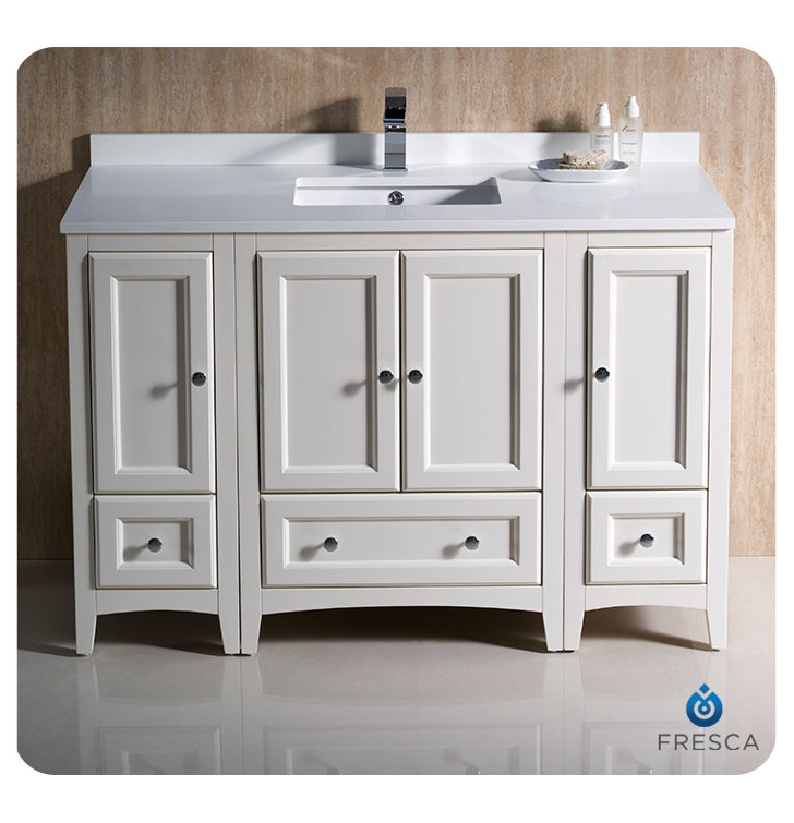 48" Antique White Quartz Stone Single Sink Vanity