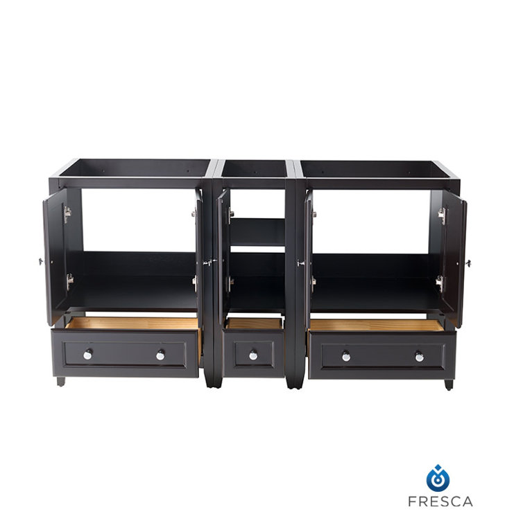 Espresso 60" Double Freestanding Engineered Wood Vanity Base