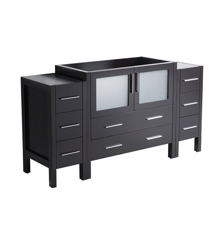 Espresso Engineered Wood 60" Freestanding Modern Vanity Base