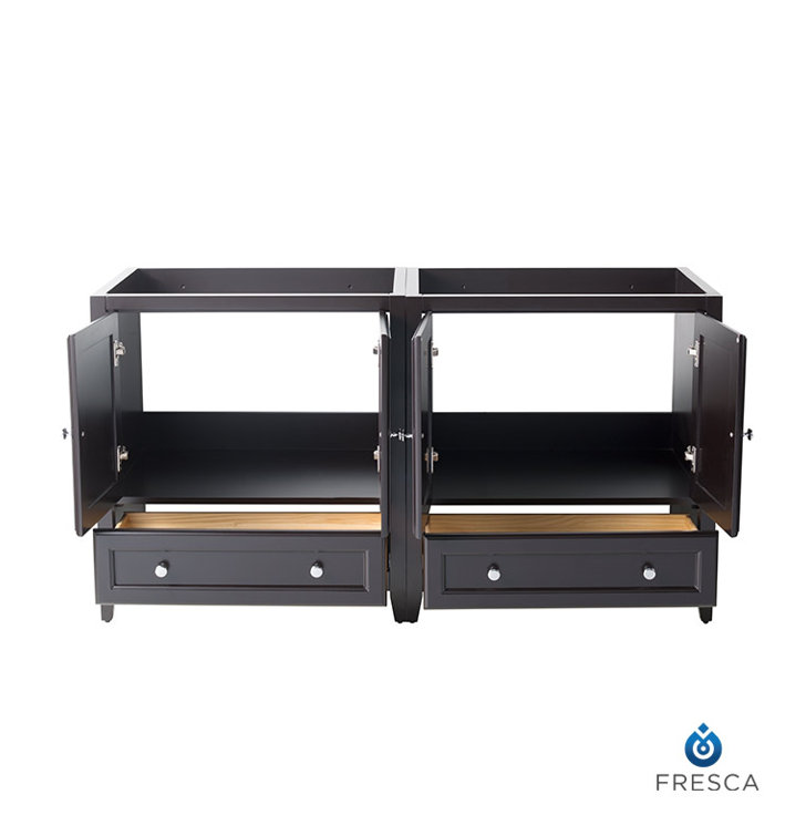 Espresso 59" Double Freestanding Engineered Wood Vanity Base