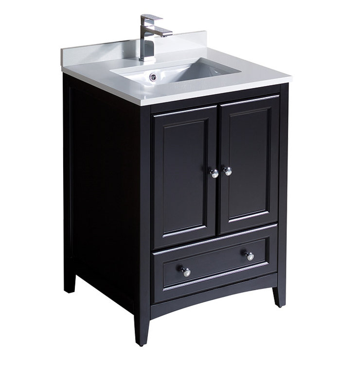 Espresso 24" Freestanding Single Sink Vanity with Quartz Top
