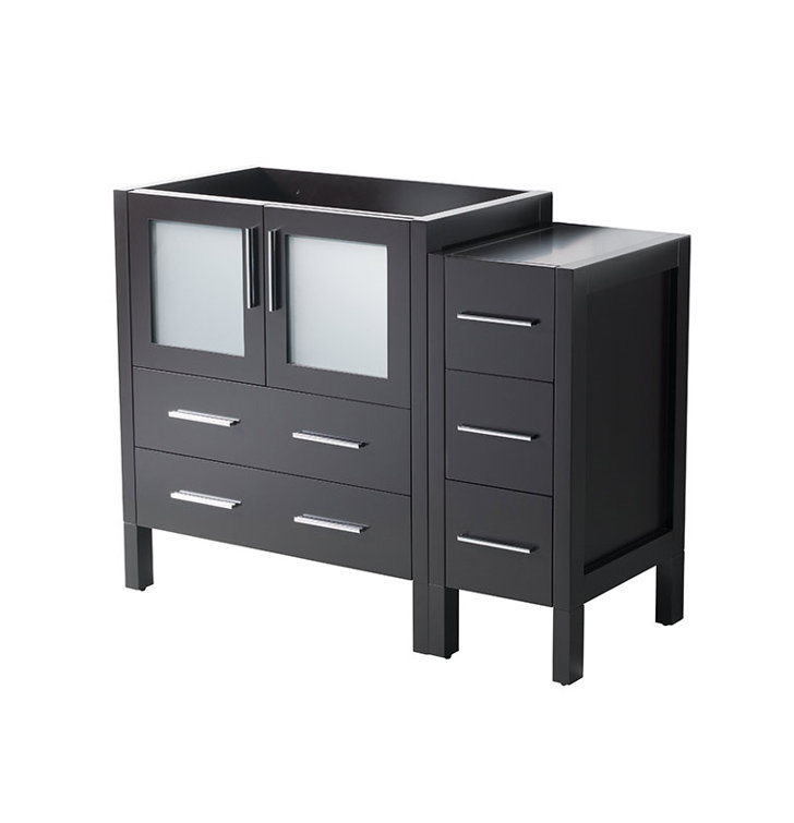 Espresso Engineered Wood 42" Freestanding Vanity Base with Frosted Glass Doors