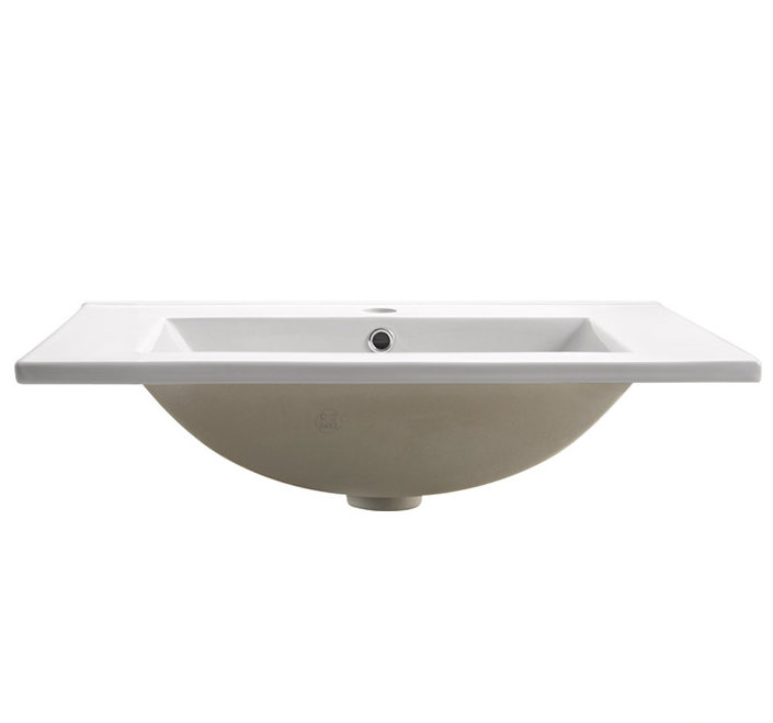 24'' White Ceramic Rectangular Drop-In Bathroom Sink