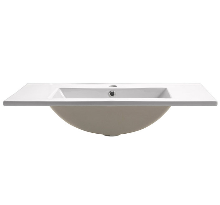 White Ceramic Rectangular Bathroom Sink with Overflow, 30"