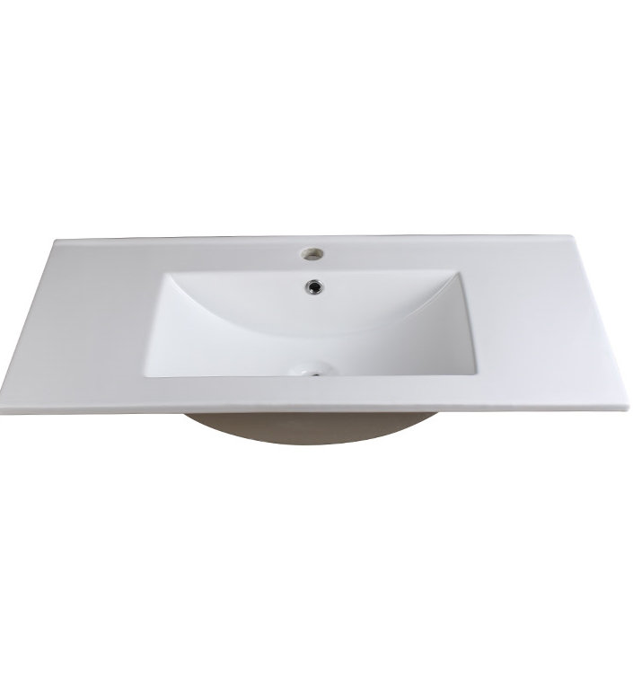Fresca Allier 36" White Ceramic Rectangular Bathroom Sink with Overflow