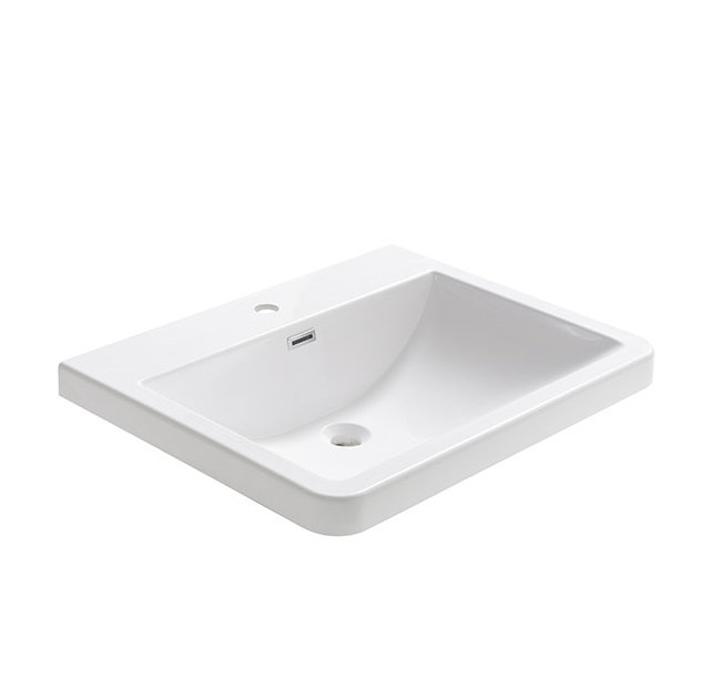 Milano 26" White Acrylic Rectangular Bathroom Sink with Overflow
