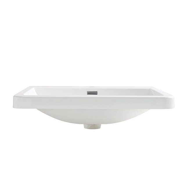 Milano 26" White Acrylic Rectangular Bathroom Sink with Overflow