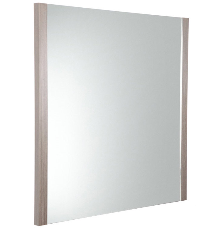 Gray Oak Frameless Rectangular Bathroom Vanity Mirror