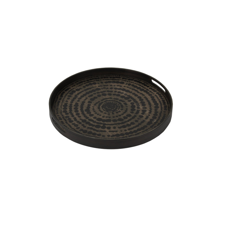Tribal Quest 19-Inch Black and Brown Wooden Tray