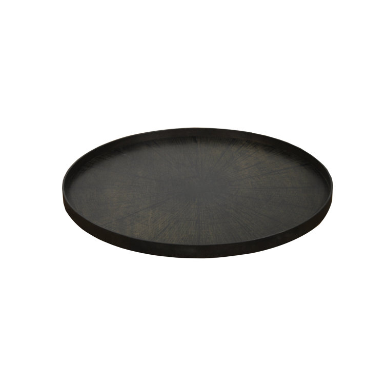 Black Wooden Round Decorative Tray - 36.5 Inch