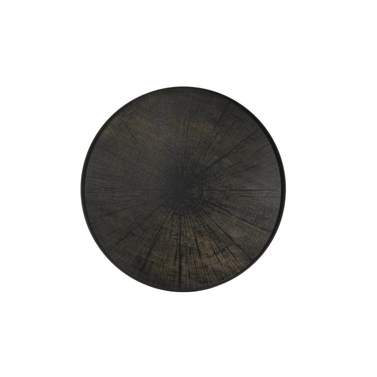 Black Wooden Round Decorative Tray - 36.5 Inch