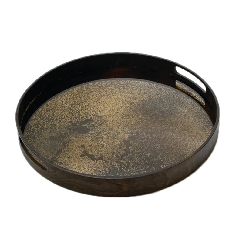 Small Bronze Mirror Round Decorative Tray