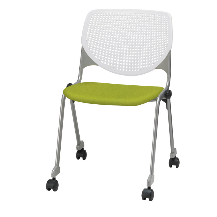 Avocado Green Adjustable Fabric and Metal Stack Chair