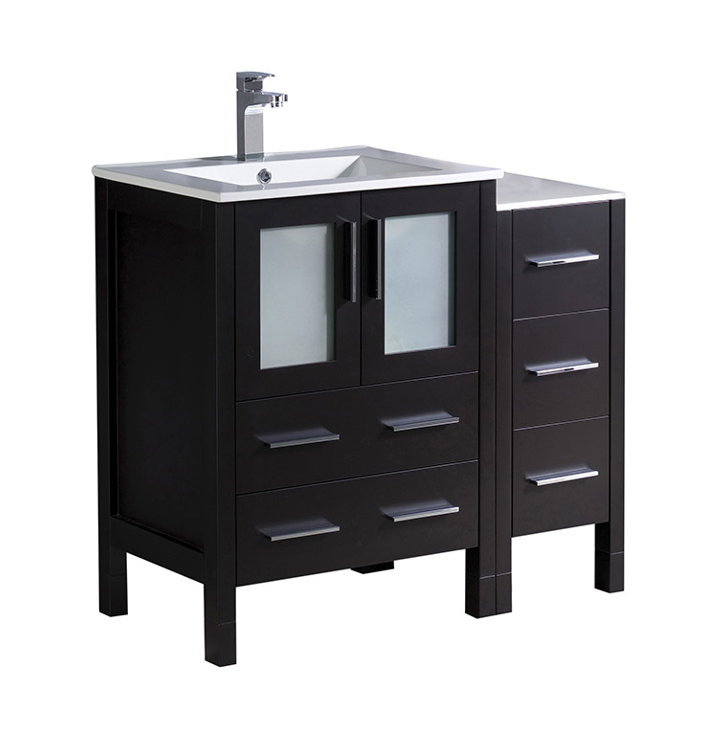 Espresso Engineered Wood Single Sink Vanity with Ceramic Top