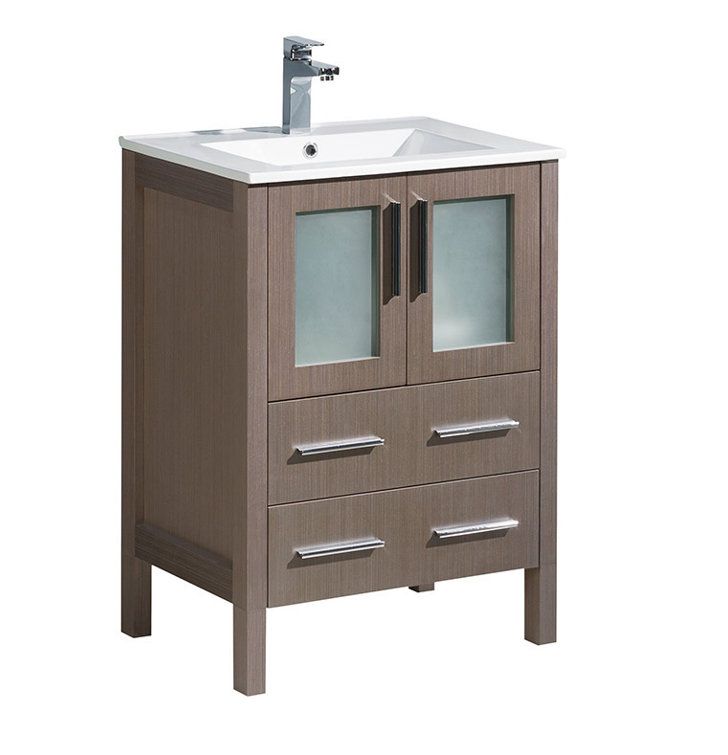 Modern Gray Oak 24" Freestanding Single Sink Vanity Set