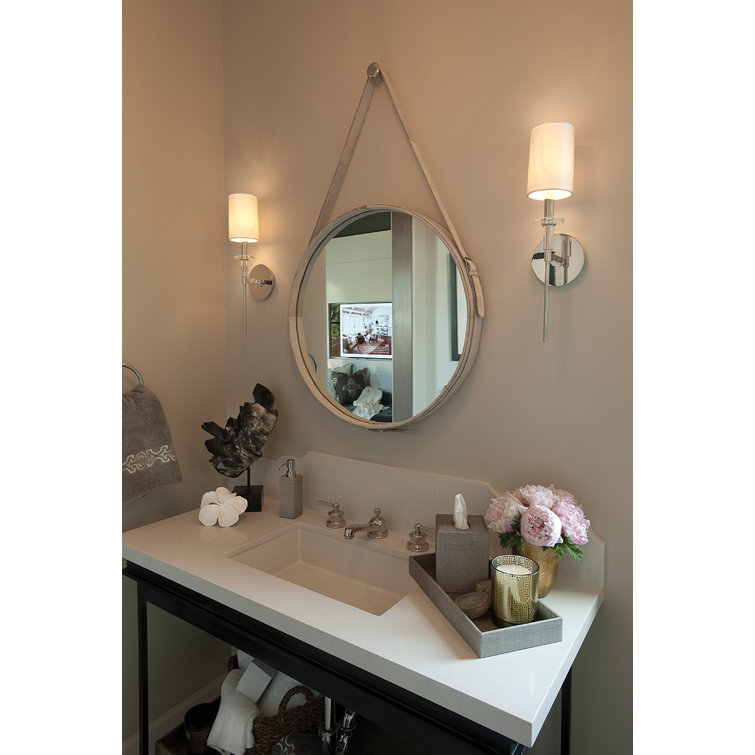 Polished Nickel Cylinder Sconce with Off-White Faux Silk Shade