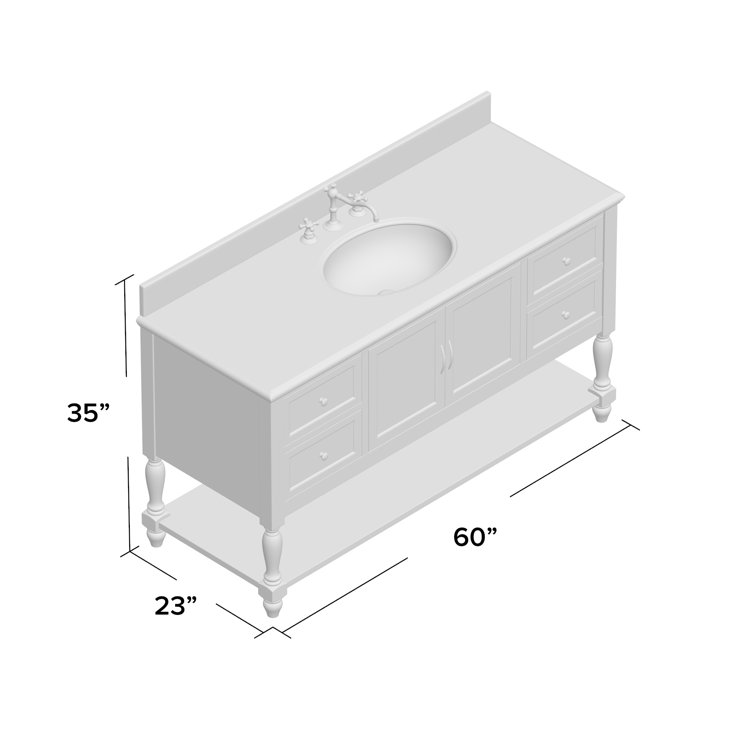 Ursa 60'' White Marble Single Bathroom Vanity with Ceramic Sink