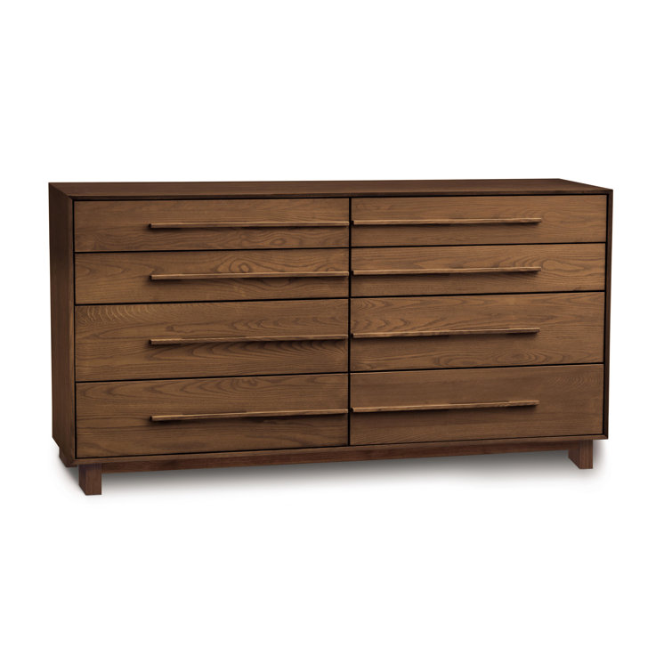 Natural Walnut Double 8-Drawer Dresser