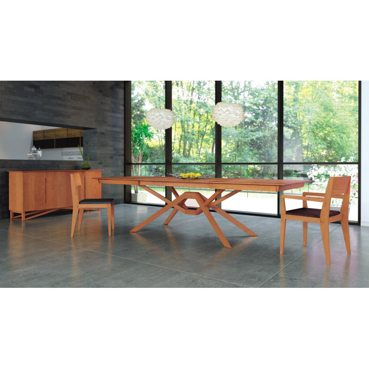 Natural Cherry Solid Wood Extendable Dining Table with Self-Storing Leaves