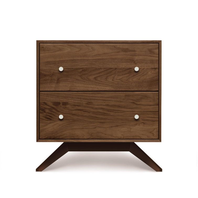 Astrid 2-Drawer Walnut and Dark Chocolate Nightstand