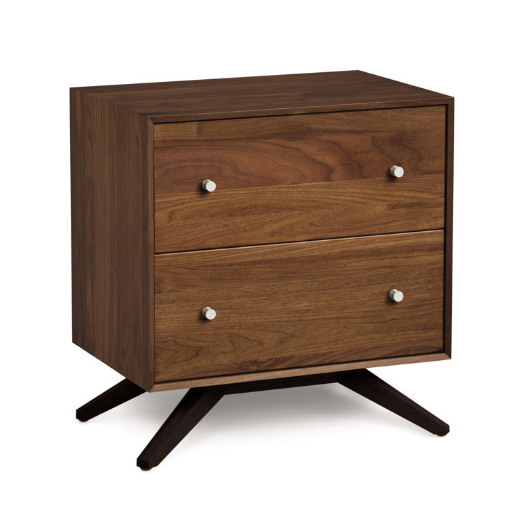 Astrid 2-Drawer Walnut and Dark Chocolate Nightstand